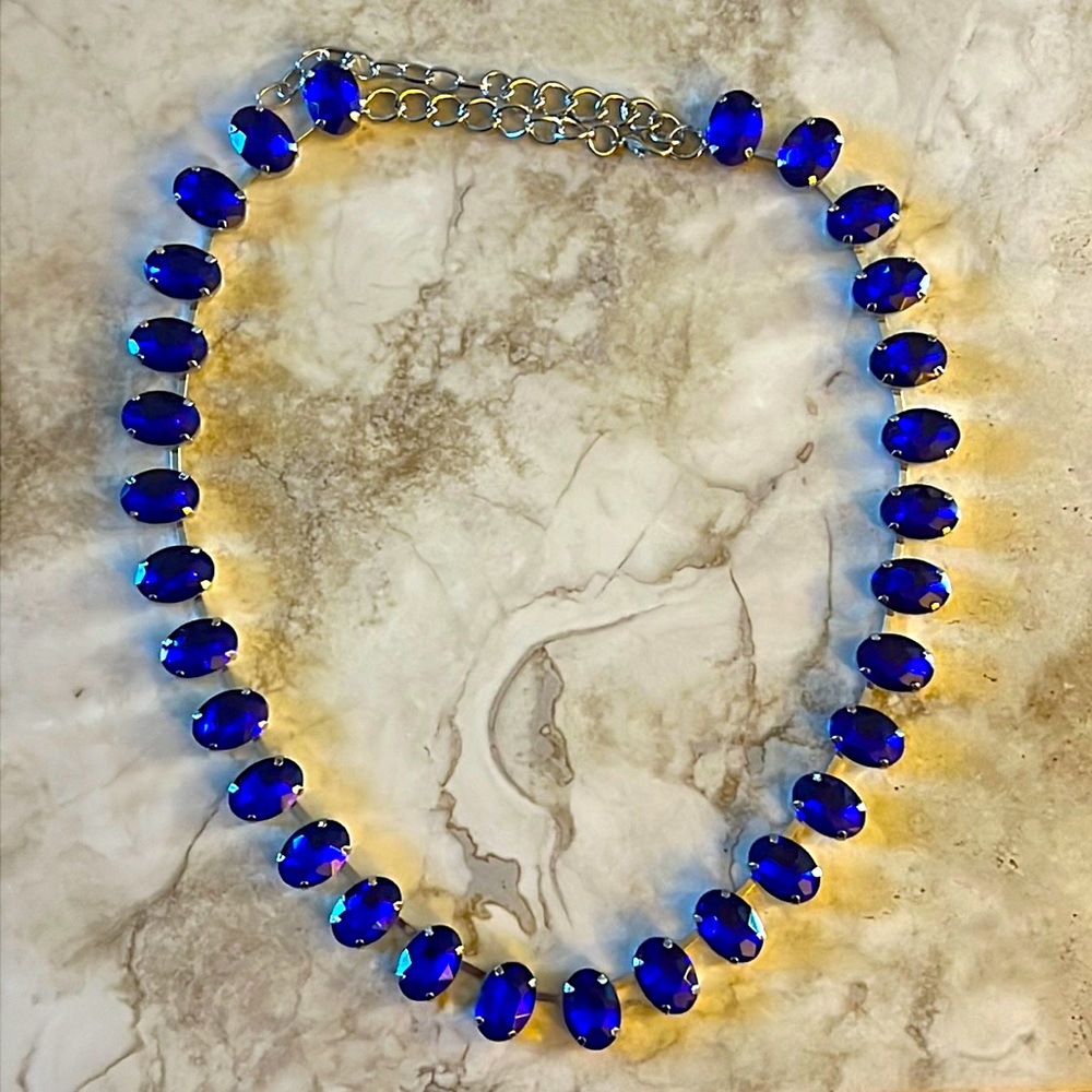 Sparkling Blue Glass Necklace